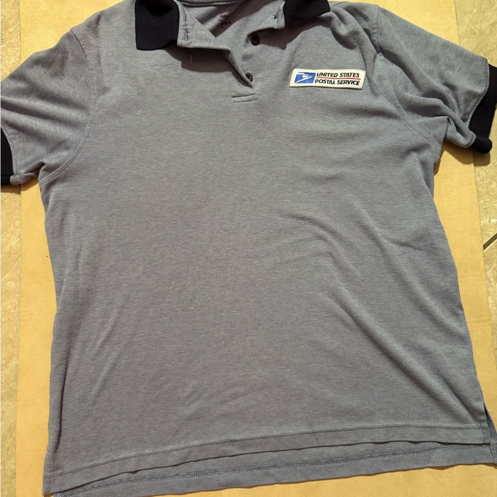 Blue Polo Shirt with Black Accents